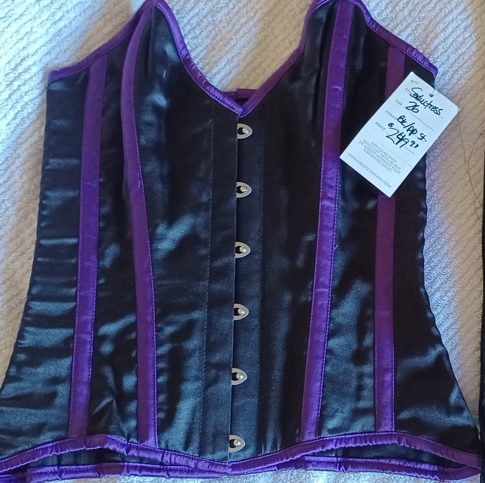 Black and Purple Satin Corset